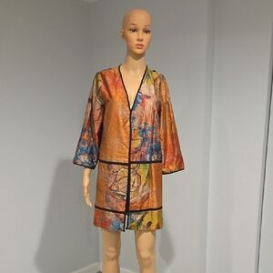 Soft Surroundings Vibrant Orange and Blue Tunic